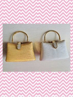 Gold and Silver Structured Top-Handle Bags - Elegant Evening Handbags